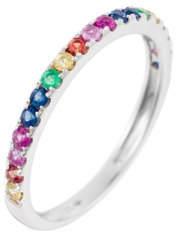 DIAMANTA Witgouden ring "Colorful love" met edelstenen