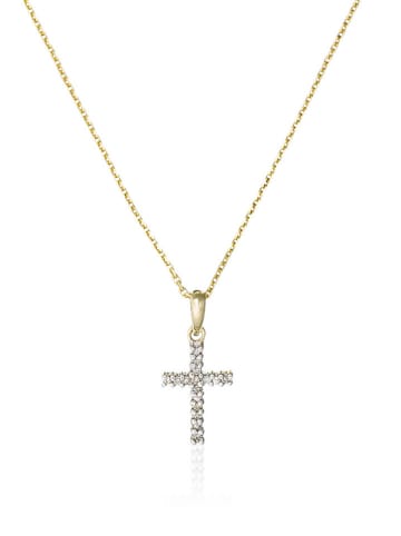 ATELIER DU DIAMANT Gouden hanger "Croix du bonheur" met diamanten