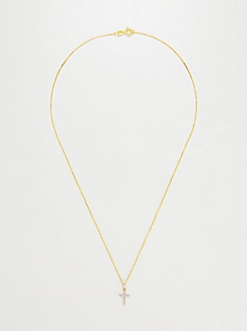 ATELIER DU DIAMANT Gouden hanger "Croix du bonheur" met diamanten