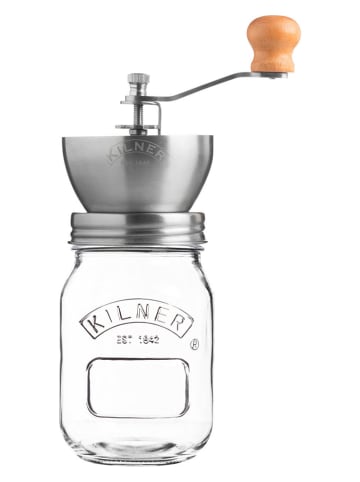 Kilner Koffiemolen met glas zilverkleurig - (H)21,5 cm