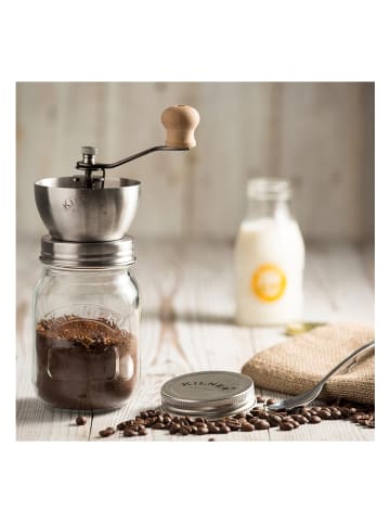 Kilner Koffiemolen met glas zilverkleurig - (H)21,5 cm