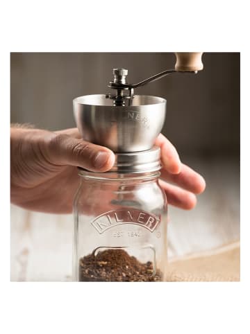Kilner Kaffeemühle mit Glas in Silber - (H)21,5 cm