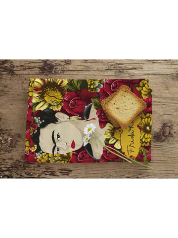 Madre Selva 3-delige set: theedoeken "Frida Portrait" rood/wit - (L)70 x (B)50 cm