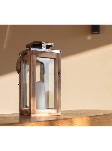 lumisky Lampa solarna LED "Oaky" w kolorze srebrno-beżowym - 12,5 x 27,5 x 12,5 cm