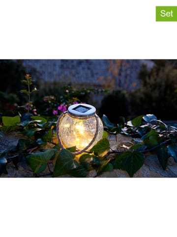 lumisky 2er-Set: LED-Solarleuchten "Ball" in Transparent/ Silber - (H)13 cm
