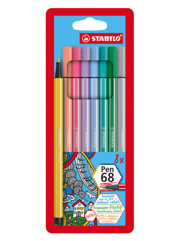 STABILO Premium-Filzstifte "STABILO Pen 68" - 8er Pack - Pastellfarben