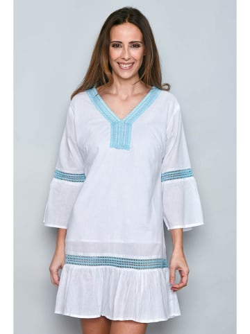 Tarifa Kleid in Weiß/ Blau