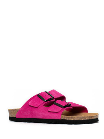 Sunbay Leder-Pantoletten "Trefle" in Fuchsia