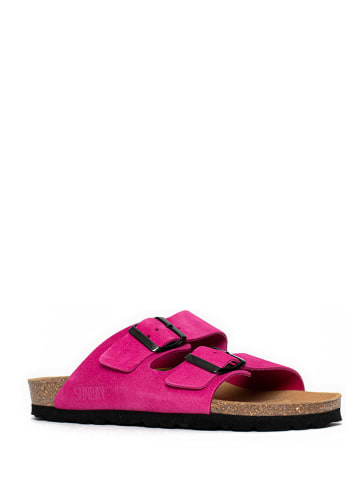 Sunbay Leren slippers "Trefle" fuchsia