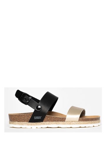 Sunbay Sandalen "Leila" zwart/goudkleurig