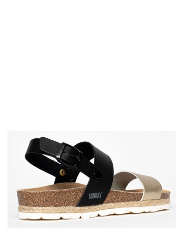 Sunbay Sandalen "Leila" zwart/goudkleurig