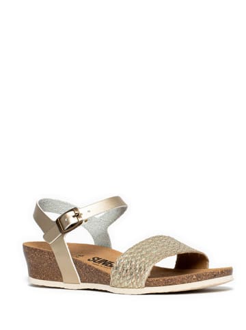 Sunbay Leder-Keilsandaletten "Rita" in Gold