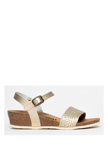 Sunbay Leder-Keilsandaletten "Rita" in Gold