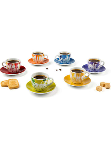 Trendy Kitchen by EXCÉLSA 6er-Set: Espressotassen "Dripping" in Bunt - 90 ml