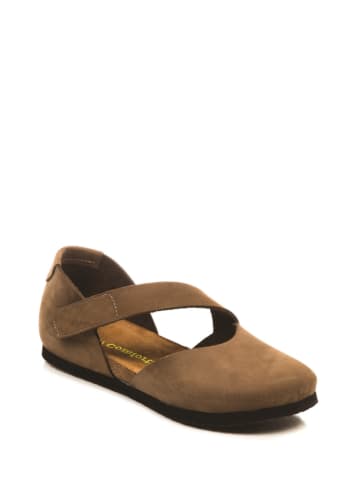 Comfortfusse Leren ballerina's zandkleurig