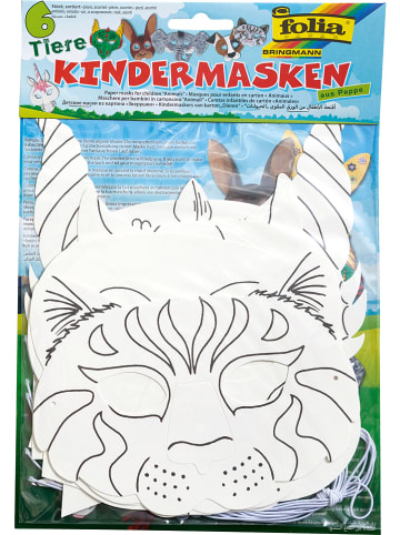 folia PAPER Kindermaskers "Dieren" wit - 6 stuks