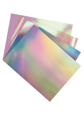 folia PAPER Materialmix "Irisierend" in Silber/ Bunt - 12 Blatt - (L)35 x (B)25 cm