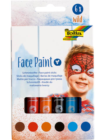 folia PAPER Schminkstifte "Wild" in Bunt - 6x 6 g