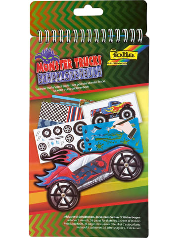 folia PAPER Sjablonenboek "Monster Trucks" meerkleurig - (L)24 x (B)14,2 cm