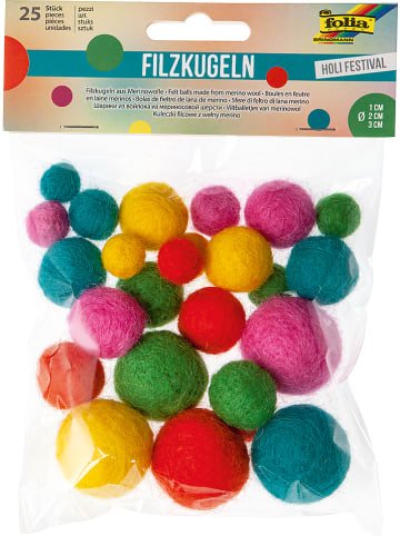 folia PAPER Kulki filcowe (25 szt.) "Holi Festival" w różnych kolorach