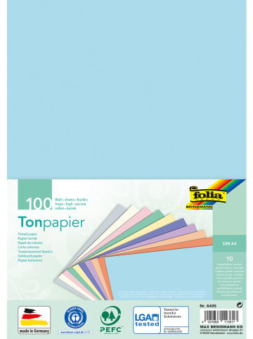 Folia Tonpapier "Pastell" in Bunt - 100 Blatt - DIN A4