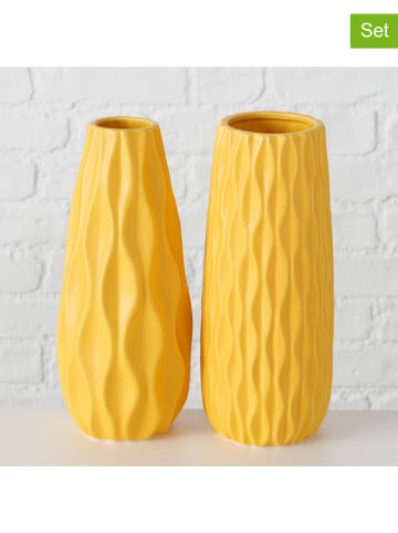 Boltze Wazony (2 szt.) "Luana" w kolorze żółtym - wys. 24 x Ø 10 cm