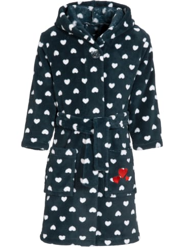 Playshoes Badjas "Hartjes" donkerblauw/wit
