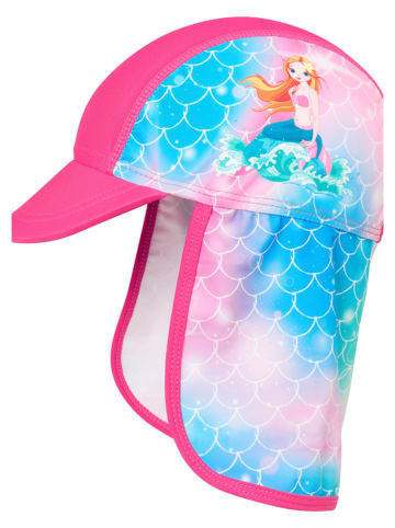 Playshoes Czapka w kolorze różowym ze wzorem z osłoną karku