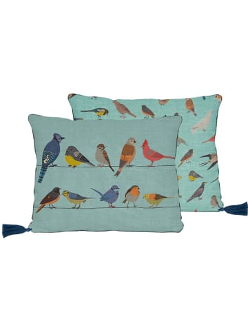 Folkifreckles Kussenhoes "Fancy Birds" turquoise - (L)50 x (B)35 cm