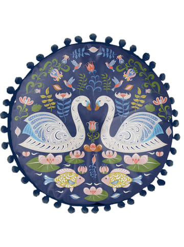 Folkifreckles Poduszka "Fantasy Pond" w kolorze granatowym - Ø 45 cm