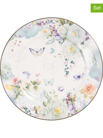 Clayre & Eef 6-delige set: ontbijtborden wit/meerkleurig - Ø 19 cm