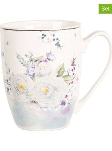 Clayre & Eef 6-delige set: mokken wit/meerkleurig - 360 ml