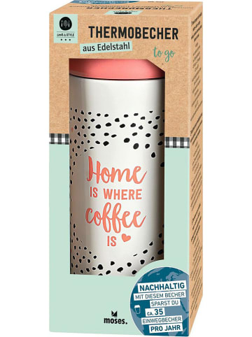 moses. Thermobecher "Home" in Weiß/ Orange - 400 ml