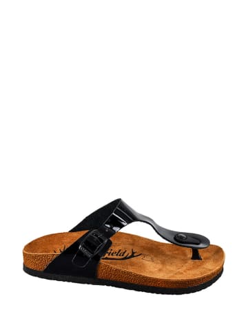 Moosefield Leren teenslippers zwart