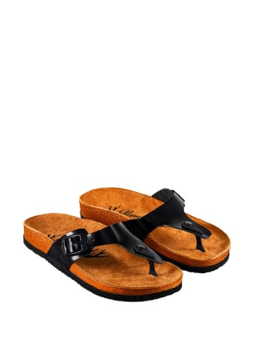 Moosefield Leren teenslippers zwart