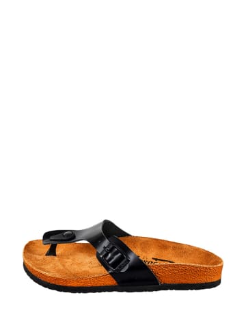 Moosefield Leren teenslippers zwart