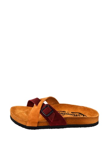 Moosefield Leren slippers bruin/bordeaux