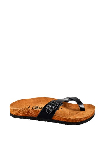 Moosefield Leren teenslippers zwart