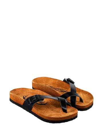 Moosefield Leren teenslippers zwart