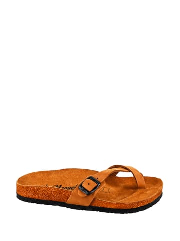 Moosefield Leren teenslippers bruin