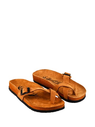Moosefield Leren teenslippers bruin