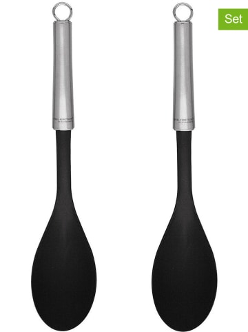 Steel-Function 2er-Set: Servierlöffel in Schwarz/ Silber - (L)34 cm
