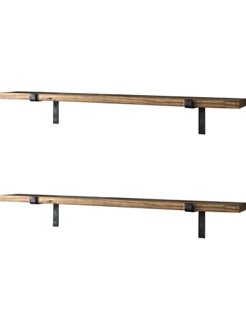 HanahHome 2er-Set: Wandregale "LAM006" in Braun/ Schwarz - (B)60 x (H)16 x (T)14 cm