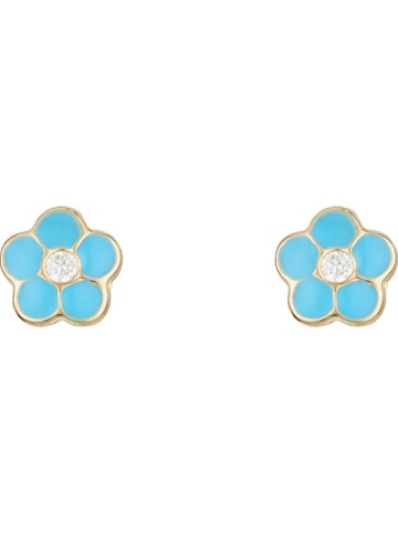 L instant d Or Gold-Ohrstecker "Marguerite bleue"