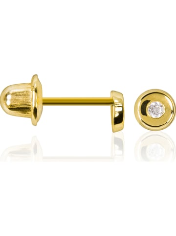 L'OR by Diamanta Gouden oorstekers "Rond" met edelstenen