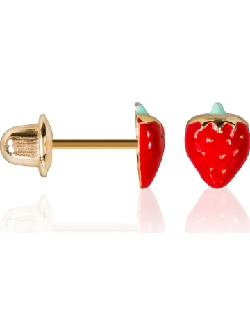 L instant d Or Gouden oorstekers "Jolie fraise"