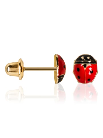 OR ÉCLAT Złote kolczyki-wkrętki "Happy coccinelle"