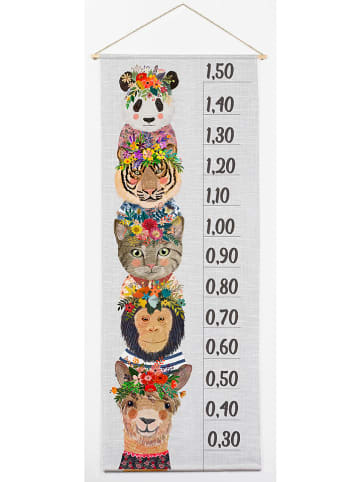 Folkifreckles Messlatte "Floral Friends" in Grau/ Bunt - (B)30 x (H)155 cm