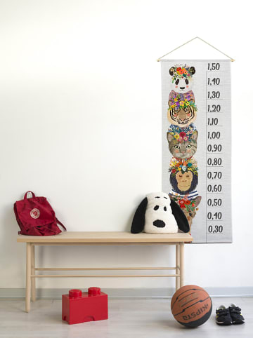 Folkifreckles Messlatte "Floral Friends" in Grau/ Bunt - (B)30 x (H)155 cm