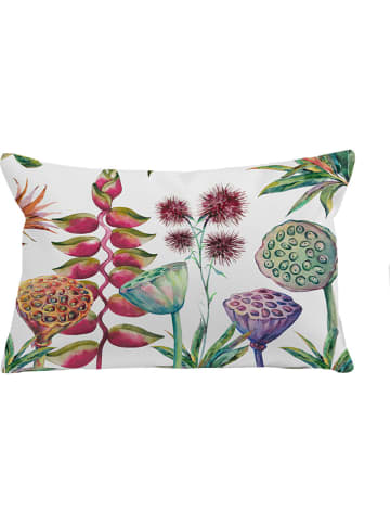 Madre Selva Outdoorkussen "Flowers Salvajes" wit/meerkleurig - (L)45 x (B)30 cm